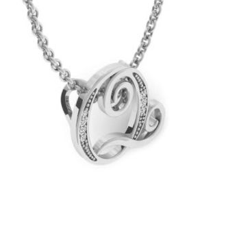 Letter Q Diamond Initial Necklace In White Gold With 6 Diamonds