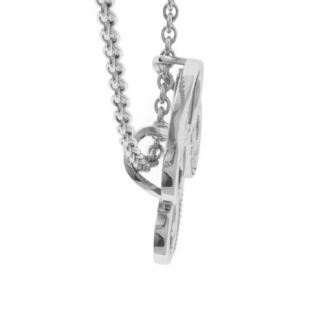Letter R Diamond Initial Necklace In White Gold With 6 Diamonds