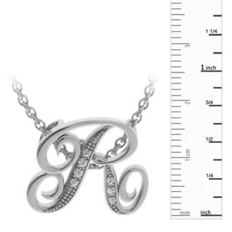 Letter R Diamond Initial Necklace In White Gold With 6 Diamonds