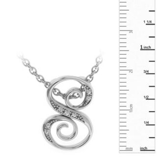 Letter S Diamond Initial Necklace In White Gold With 6 Diamonds