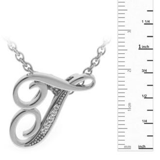 Letter T Diamond Initial Necklace In White Gold With 6 Diamonds