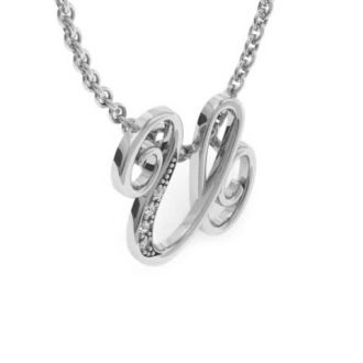 Letter U Diamond Initial Necklace In White Gold With 6 Diamonds