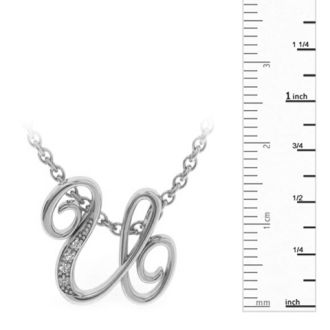 Letter U Diamond Initial Necklace In White Gold With 6 Diamonds