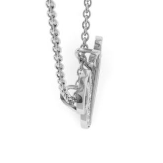 Letter V Diamond Initial Necklace In White Gold With 6 Diamonds