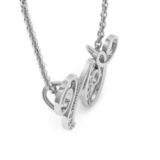 Letter W Diamond Initial Necklace In White Gold With 6 Diamonds
