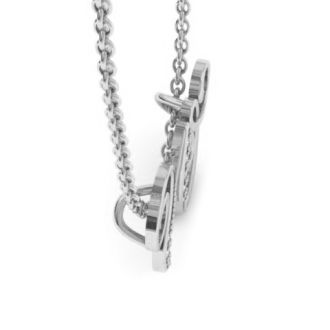 Letter W Diamond Initial Necklace In White Gold With 6 Diamonds