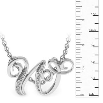 Letter W Diamond Initial Necklace In White Gold With 6 Diamonds