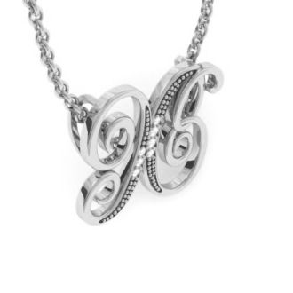 Letter X Diamond Initial Necklace In White Gold With 6 Diamonds
