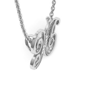 Letter X Diamond Initial Necklace In White Gold With 6 Diamonds