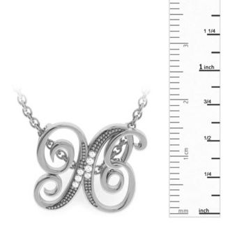 Letter X Diamond Initial Necklace In White Gold With 6 Diamonds