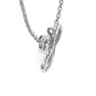 Letter Y Diamond Initial Necklace In White Gold With 6 Diamonds