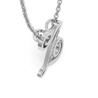 Letter Z Diamond Initial Necklace In White Gold With 6 Diamonds