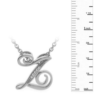 Letter Z Diamond Initial Necklace In White Gold With 6 Diamonds