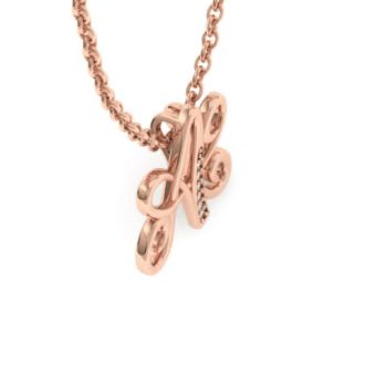 Letter A Diamond Initial Necklace In Rose Gold With 6 Diamonds