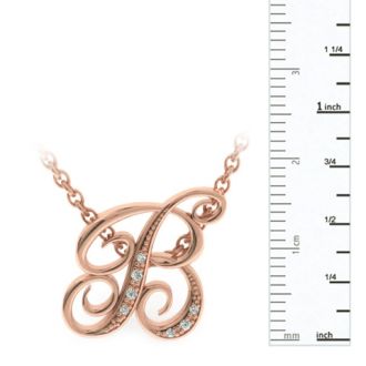 Letter B Diamond Initial Necklace In Rose Gold With 6 Diamonds