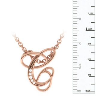 Letter C Diamond Initial Necklace In Rose Gold With 6 Diamonds