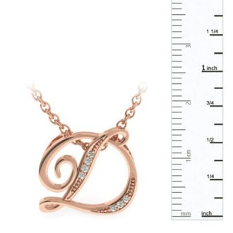 Letter D Diamond Initial Necklace In Rose Gold With 6 Diamonds