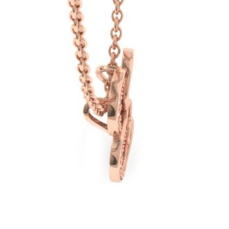 Letter E Diamond Initial Necklace In Rose Gold With 6 Diamonds