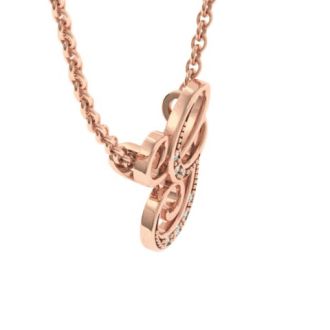 Letter G Diamond Initial Necklace In Rose Gold With 6 Diamonds