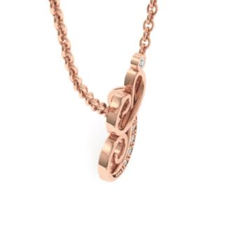 Letter I Diamond Initial Necklace In Rose Gold With 6 Diamonds