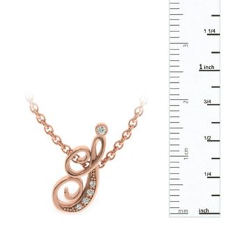 Letter I Diamond Initial Necklace In Rose Gold With 6 Diamonds