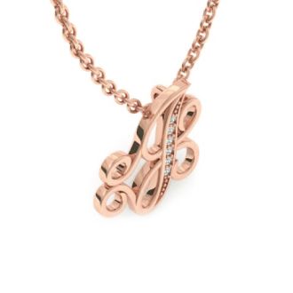 Letter J Diamond Initial Necklace In Rose Gold With 6 Diamonds