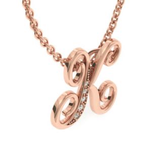 Letter K Diamond Initial Necklace In Rose Gold With 6 Diamonds