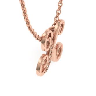 Letter K Diamond Initial Necklace In Rose Gold With 6 Diamonds