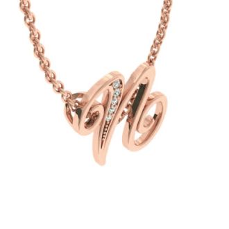 Letter N Diamond Initial Necklace In Rose Gold With 6 Diamonds