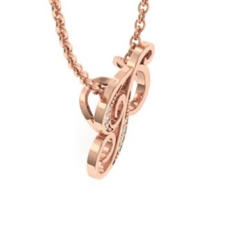 Letter P Diamond Initial Necklace In Rose Gold With 6 Diamonds
