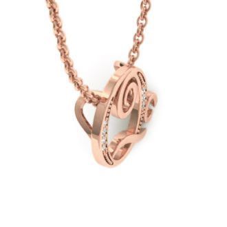 Letter Q Diamond Initial Necklace In Rose Gold With 6 Diamonds