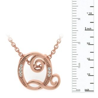 Letter Q Diamond Initial Necklace In Rose Gold With 6 Diamonds