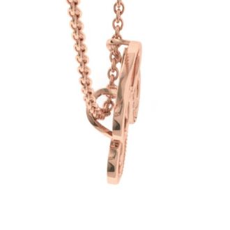 Letter R Diamond Initial Necklace In Rose Gold With 6 Diamonds