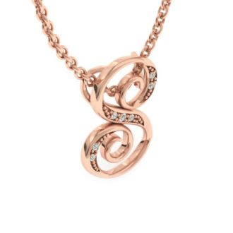 Letter S Diamond Initial Necklace In Rose Gold With 6 Diamonds