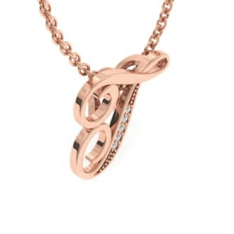 Letter T Diamond Initial Necklace In Rose Gold With 6 Diamonds