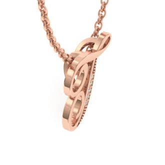 Letter T Diamond Initial Necklace In Rose Gold With 6 Diamonds