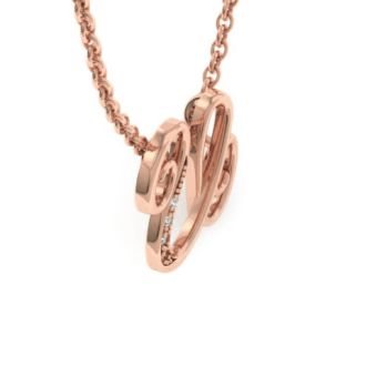 Letter U Diamond Initial Necklace In Rose Gold With 6 Diamonds