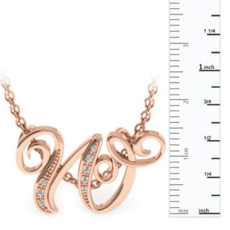 Letter W Diamond Initial Necklace In Rose Gold With 6 Diamonds