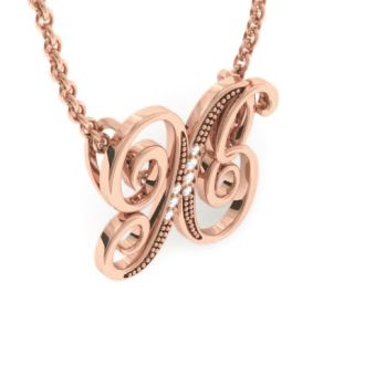 Letter X Diamond Initial Necklace In Rose Gold With 6 Diamonds