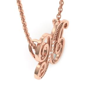 Letter X Diamond Initial Necklace In Rose Gold With 6 Diamonds