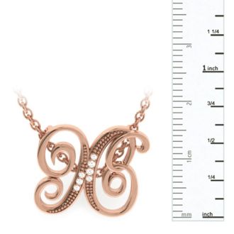 Letter X Diamond Initial Necklace In Rose Gold With 6 Diamonds