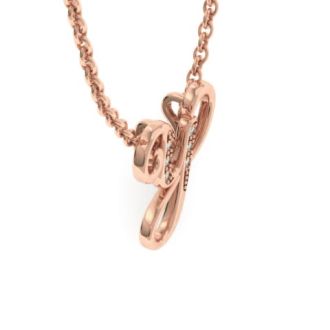 Letter Y Diamond Initial Necklace In Rose Gold With 6 Diamonds