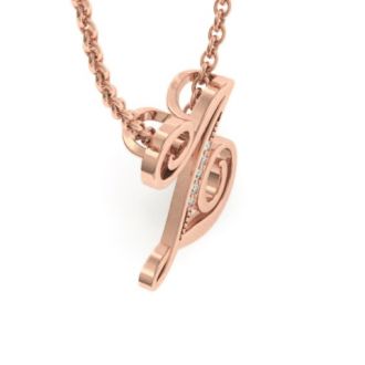Letter Z Diamond Initial Necklace In Rose Gold With 6 Diamonds