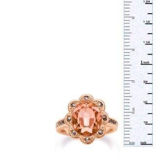 4ct Crystal Morganite and Marcasite Halo Ring