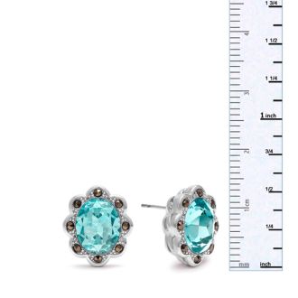 4ct Crystal Aquamarine and Marcasite Earrings

