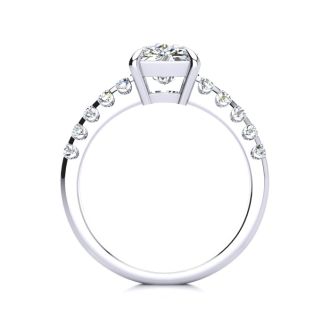 2.30 Carat Traditional Diamond Engagement Ring with 2 Carat Center Cushion Cut Solitaire In White Gold
