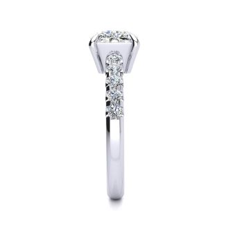 2.30 Carat Traditional Diamond Engagement Ring with 2 Carat Center Cushion Cut Solitaire In White Gold
