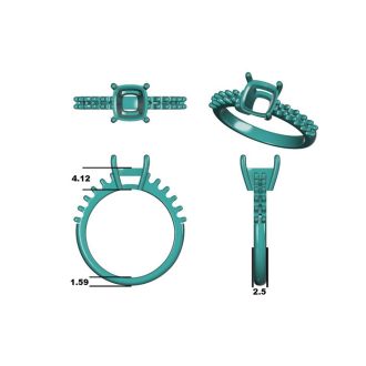 2.30 Carat Traditional Diamond Engagement Ring with 2 Carat Center Cushion Cut Solitaire In White Gold
