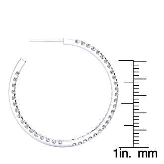 14K White Gold 2 Carat Diamond Three Quarter Hoop Earrings