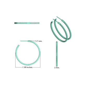 14K White Gold 2 Carat Diamond Three Quarter Hoop Earrings